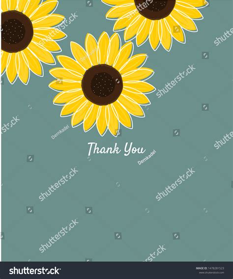 Sunflower Thank You Card Vector Illustration: vector de stock (libre de regalías) 1478281523 ...