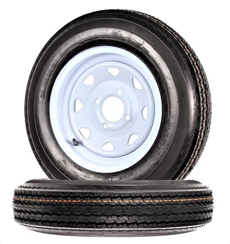 2-Pack Trailer Tires On White Wheel Rims 530-12 5.30-12 5.30 x 12 Load ...