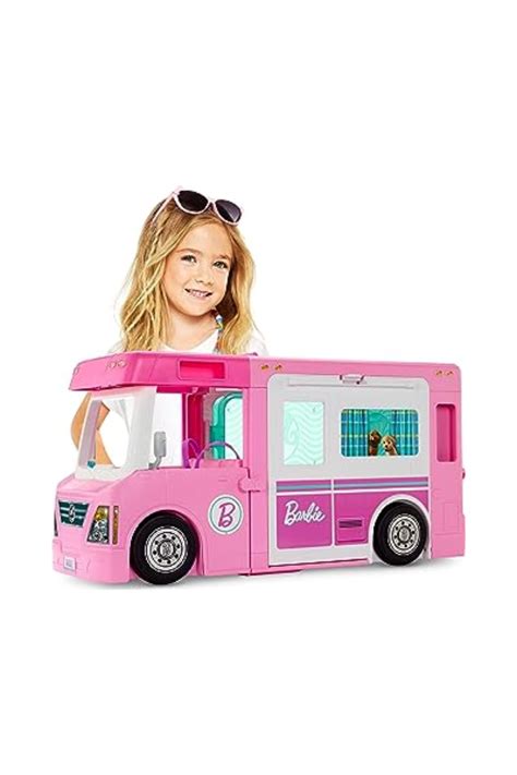 Barbie Camper, Doll Playset with 50 Accessories, Transforms into Truck, Boat & House, Includes ...