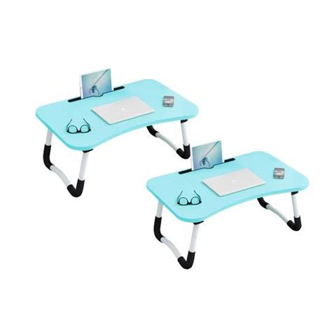 SOGA 2X Blue Portable Bed Table Adjustable Foldable Bed Sofa Study ...