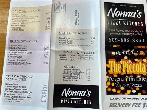 Online Menu of Nonna's Pizza Kitchen Restaurant, Rio Grande, New Jersey ...