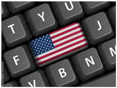 USA Flag Key on Keyboard (United States American Made In Vector) Stock ...