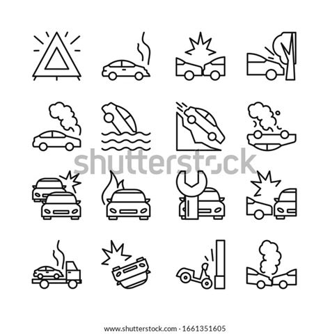 Vector Illustration Road Accident Icon Set Stock Vector (Royalty Free ...