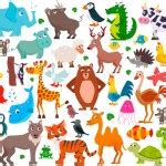 Big set of cute cartoon animals. Vector illustration. Stock Vector Image by ©svetlam #299887132