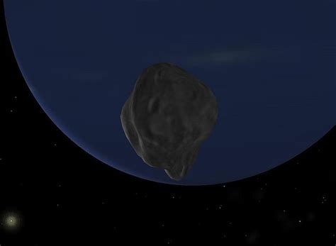 Naiad (96×60×52 km), Neptune's innermost known moon (simulated view ...