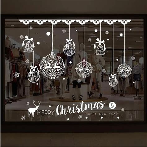 Xmas Christmas Decoration Bells Window Stickers Winter Snowflake Wall Stickers Christmas Window ...