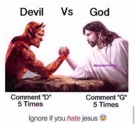 Devil vs God : r/terriblefacebookmemes