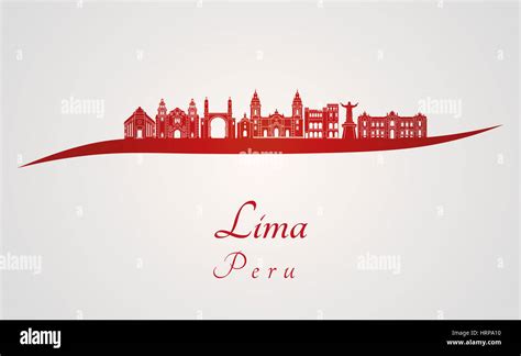 Lima skyline in red and gray background in editable vector file Stock ...