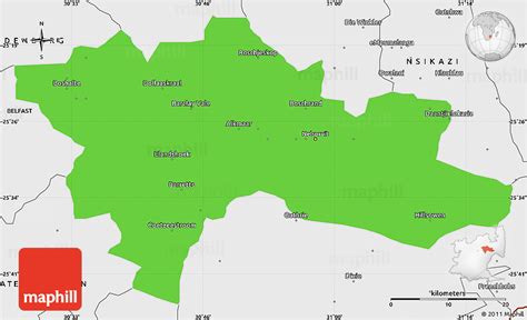 Political Simple Map of NELSPRUIT, single color outside, borders and labels