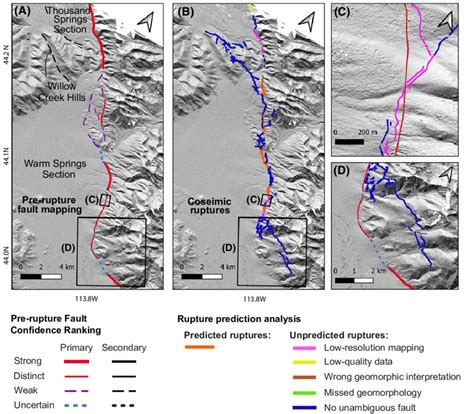 1983 M 6.9 Borah Peak, Idaho, earthquake: (A) pre-rupture fault (Borah ...