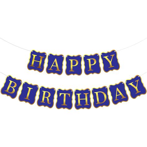 Buy Large, Happy Birthday Banner Blue and Gold - 10 Feet, No DIY | Happy Birthday Sign Blue, Pre ...