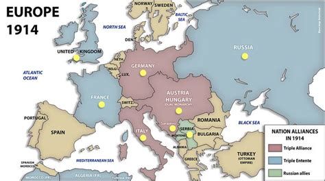 This is a picture of a political map of europe in 1914. It depicts the lines defining the states ...