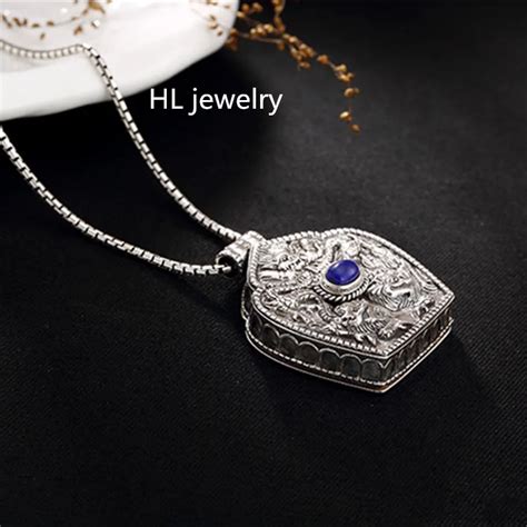 34g 100% Real Pure 925 Sterling Silver Jewelry Necklace 3MM Chain Men Gift Thai Silver Mantra ...