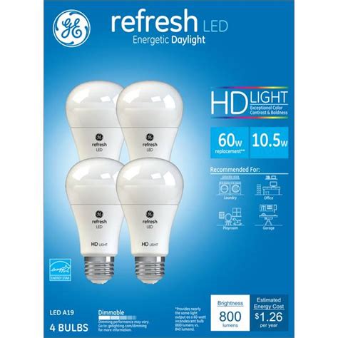 GE 4-Pack Refresh LED 10.5-Watt A19 Energetic Daylight HD Light Bulbs - 96708 | Blain's Farm & Fleet