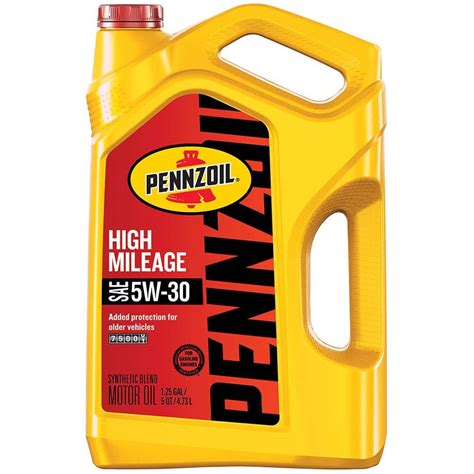 Pennzoil High Mileage SAE 5W-30 Synthetic Blend Motor Oil 5 Qt ...