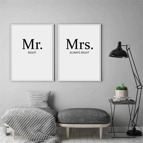 Wall art - Mr And Mrs 2 sets- Canvas Prints- Poster Prints - Art Prints Melbourne | Wall Art ...