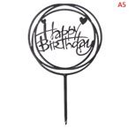 Happy Birthday cake topper black round - Sucre Patisserie & Cafe