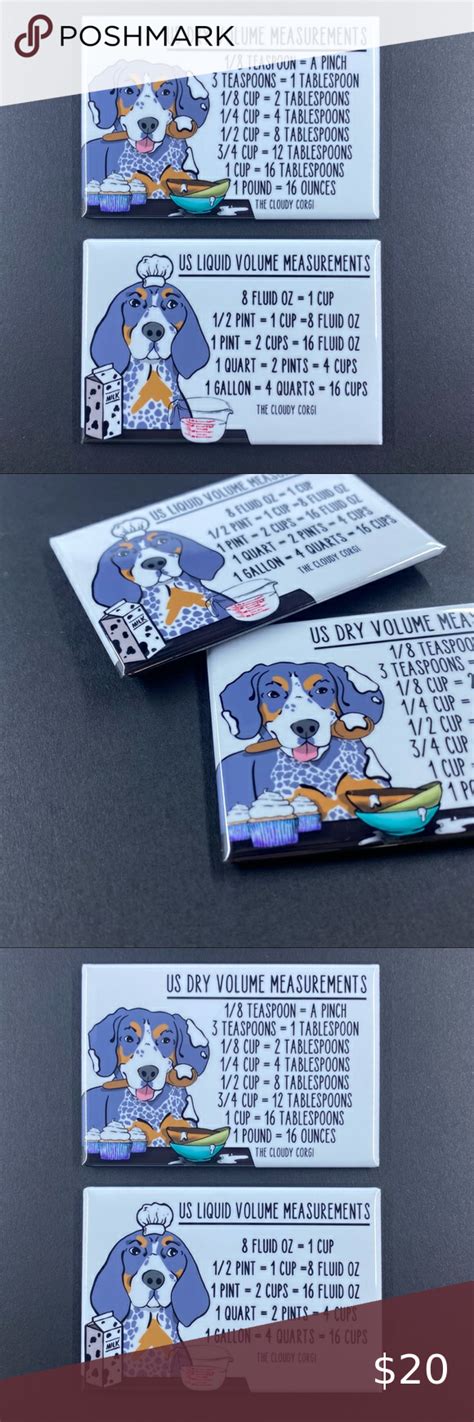 Blue tick Coonhound Dog Measuring Chart Magnet Set Cooking Baking Guide ...