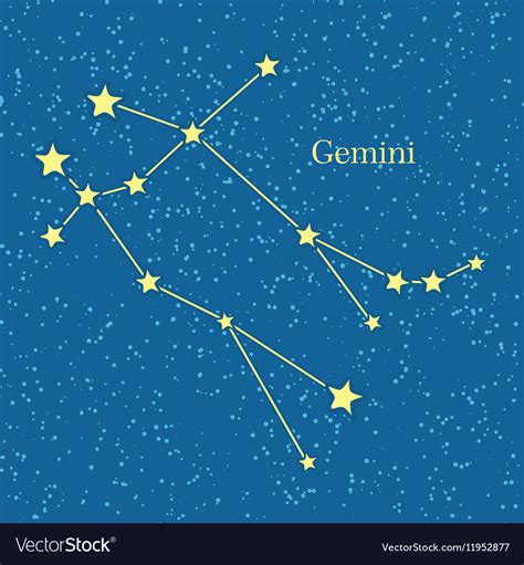 Night sky with gemini constellation Royalty Free Vector