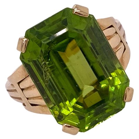 Tiffany and Co. Vintage Emerald Cut Peridot Yellow Gold Ring at 1stDibs | vintage peridot rings ...