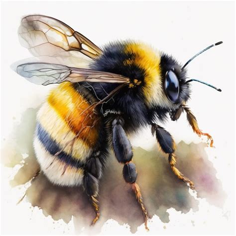 Premium AI Image | A watercolor painting of a bee with a yellow and ...