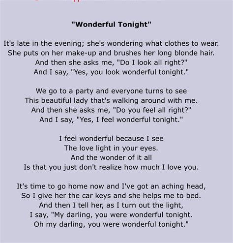 Wonderful tonight eric clapton lyrics - lasopameme