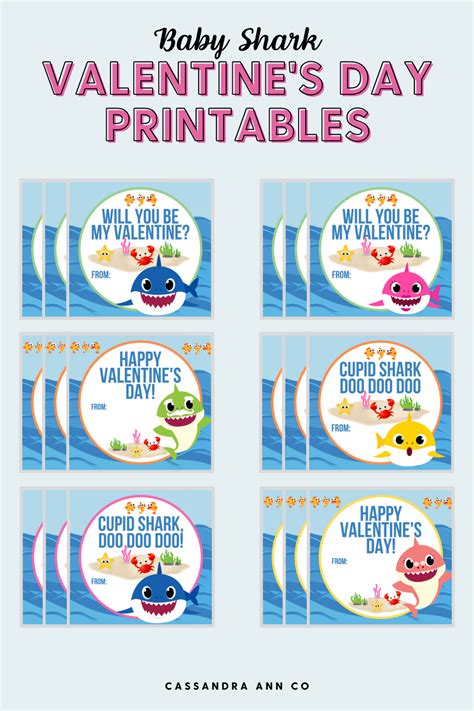 Baby Shark Valentine's Day Cards - Instant Digital Download - Kids Shark Valentines - Baby Shark ...