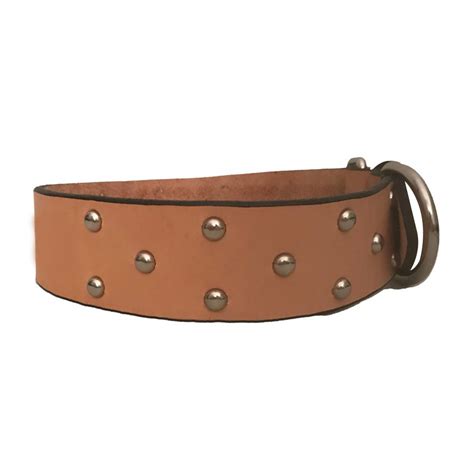 Wide Leather Brown Heavy Duty Leather Dog Collar