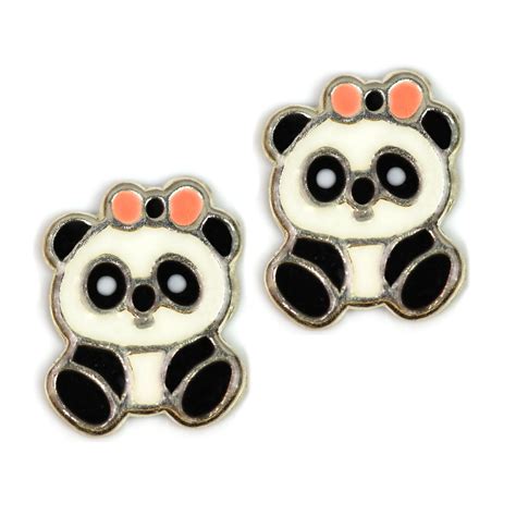 Childrens panda stud earrings in sterling silver. | Arran View