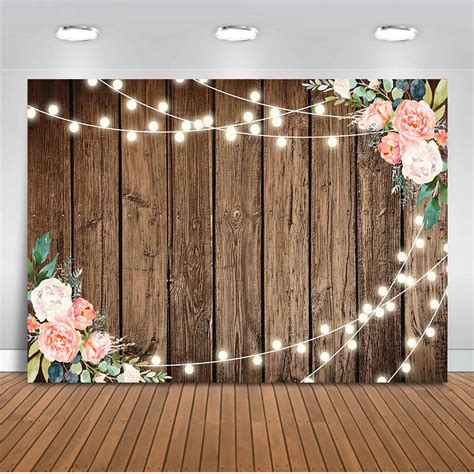 Neoback Bridal Shower Backdrop for Photography Wooden Glitter Wedding ...