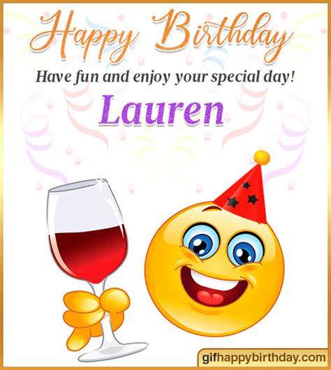 Wish Happy Birthday GIFs with Name Lauren