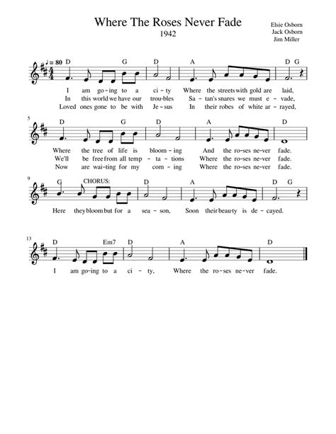 Where The Roses Never Fade Sheet music for Voice (other) (Solo) | Musescore.com