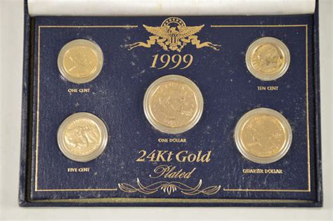 Historic Coin Collection - 24 Karat Gold Plated 1999 Set Nicely Packed US Coins! | Property Room