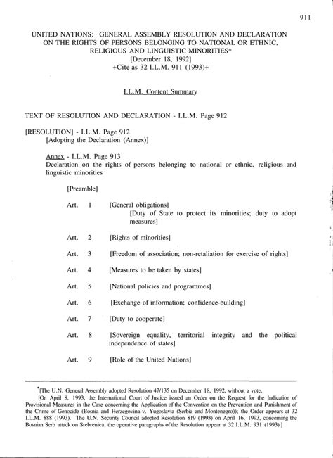 United Nations: General Assembly Resolution and Declaration on the ...