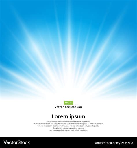 Sun light effect on blue background Royalty Free Vector