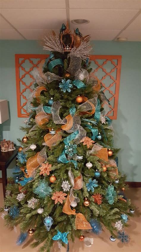 Teal and orange Christmas tree, for my morroccan inspired basement ...