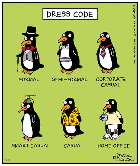 Dress code. #comics #gocomics #halffull #penguins #home office | Scoopnest