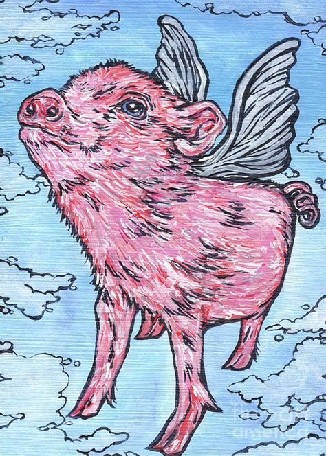 Flying Pig Painting by Tracy Levesque