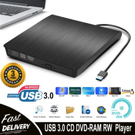 Slim External USB 3.0 CD DVD Drive Disc Player Burner Writer For Laptop PC Mac | eBay