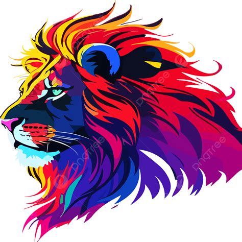 A Colorful Lion Head Illustration Vector Design, Lion Head Illustration Chinese, Hand Painted ...