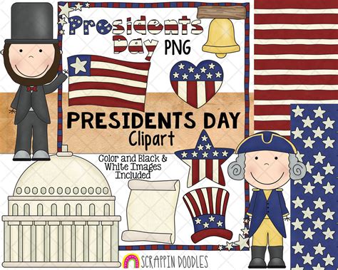 President's Day Clipart Presidents Day Liberty Bell USA Flag Past Presidents United States ...