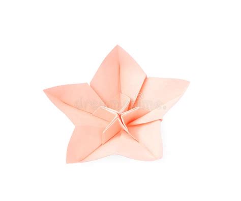 Origami Art. Handmade Pink Paper Flower on White Background Stock Photo ...