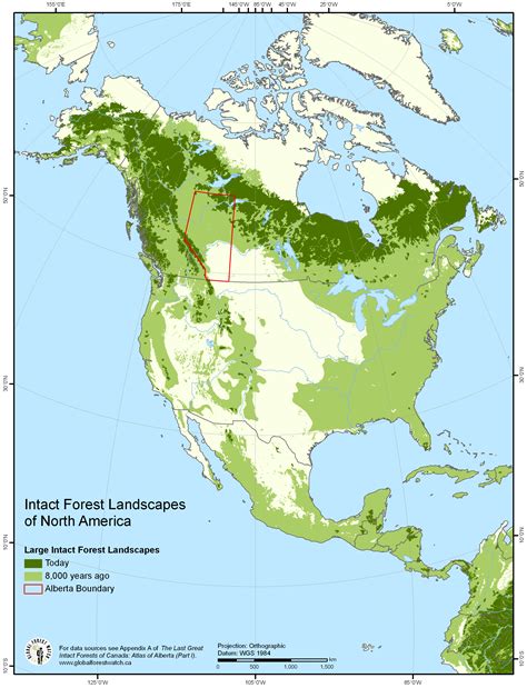 north america | intact forest landscapes - with alberta boundary | Forest resources, Biomes ...