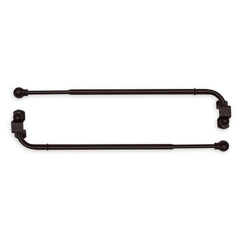 Versailles Home Fashions 14 To 24" Adjustable Swing Arm Curtain Rod Pair In Espresso ...