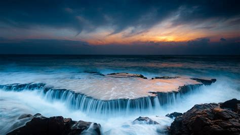 nature, Landscape, Sky, Clouds, Water, Sea, Rock, Waves, Sun, Horizon, Long Exposure Wallpapers ...