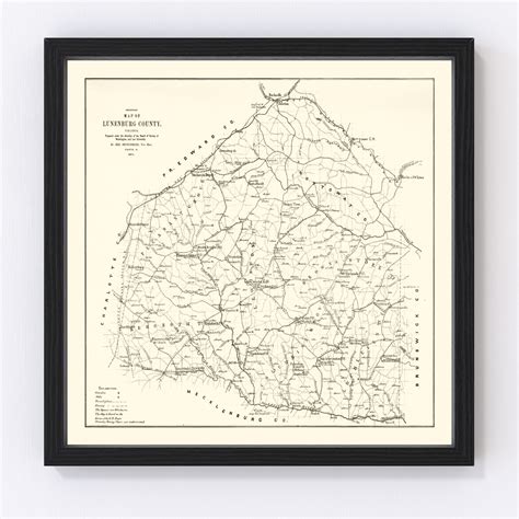 Vintage Map of Lunenburg County, Virginia 1871 by Ted's Vintage Art