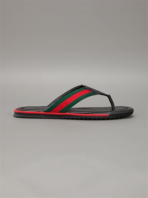 Lyst - Gucci Stripe Detail Flip Flops in Black for Men