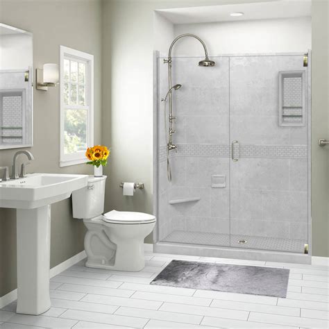 Classic Portland Cement 60" Alcove Stone Shower Enclosure Kit ...