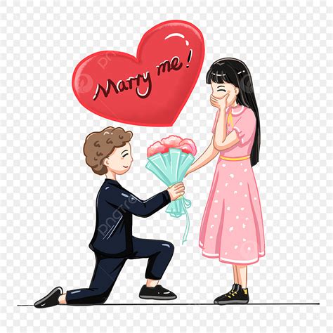 Romantic Couple Clipart Hd PNG, Cartoon Couple Boy Proposing To Girl ...