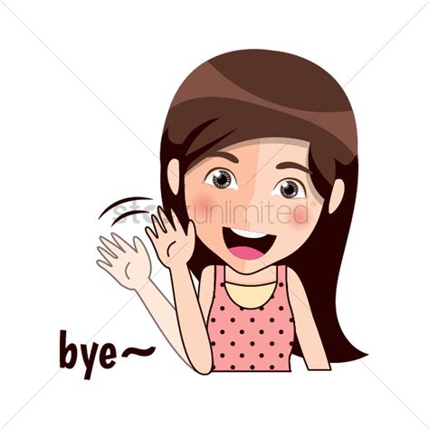 Cartoon girl waving bye Vector Image - 1957237 | StockUnlimited